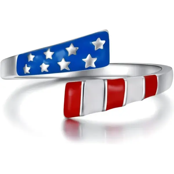 Wholesale Popular American Flag Ring Patriotic Independence Day Star Jewelry July 4Th Day Gift Manufacturer Wholesale