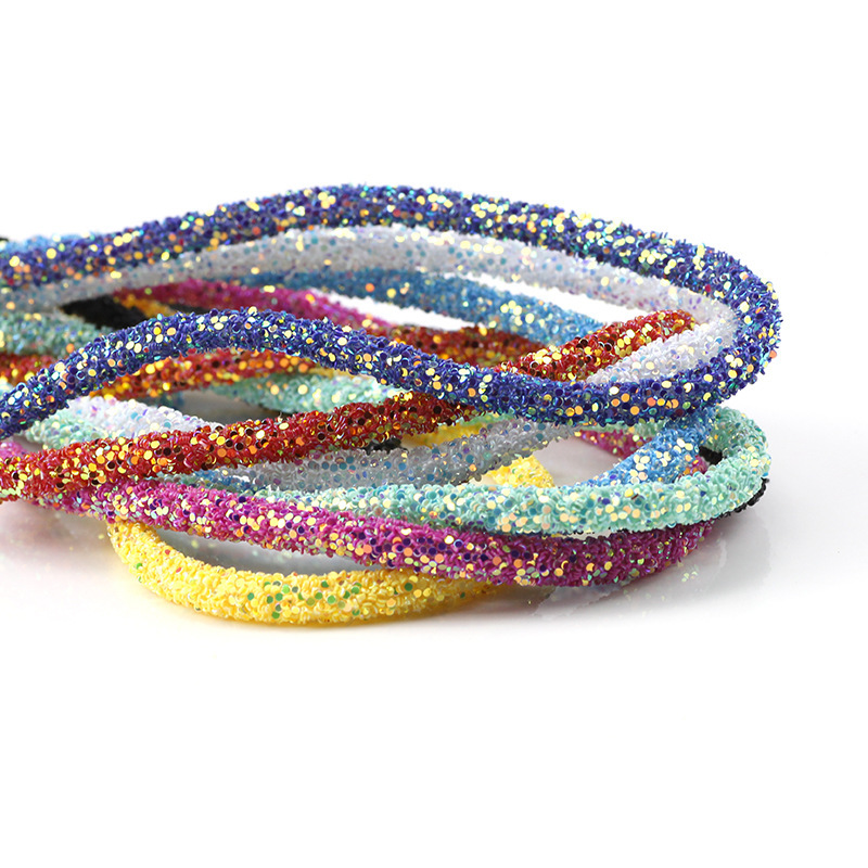 Wholesale Seven-color sequin drill pipe glitter powder rope with rubber hose AB dazzling rainbow shoes and hats drill decorative rope diy jewelry acce