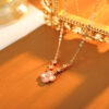 Wholesale Copper alloy pink four-leaf clover necklace, clavicle chain, choker