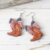Wholesale 1 Pair Retro Bow Knot Boots Wood Drop Earrings