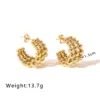 Wholesale 1 Pair IG Style Simple Style C Shape 201 Stainless Steel Gold Plated Ear Studs