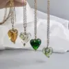 Wholesale Retro Heart Shape Stainless Steel Glass Plating Pendant Necklace