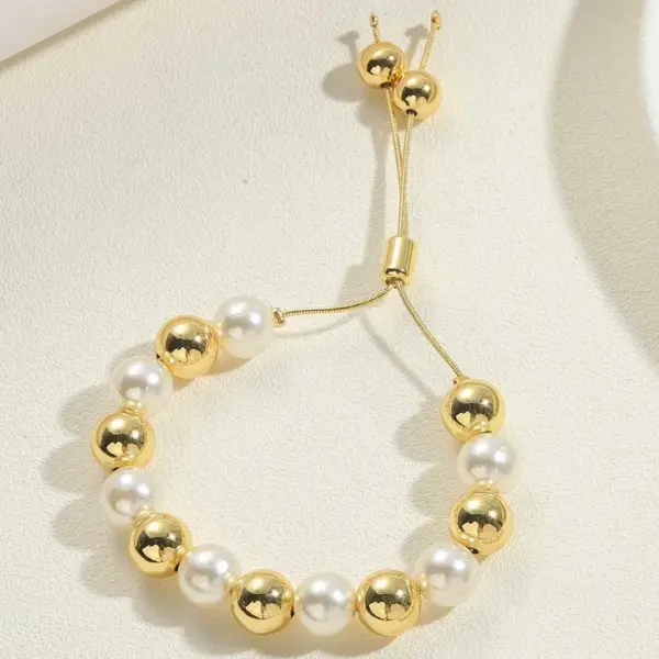Wholesale Copper 14K Gold Plated White Gold Plated Vintage Style Round Bracelets