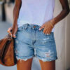 oly-e13c3972a9e4fe2d242f53d7f61362b3 Wholesale summer shorts straight pants wash water hole Joker women's jeans factory direct sales
