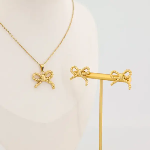 Wholesale Waterproof Non Tarnish Bow Tie Stud Earrings For Women In 18K Real Gold Plated 304 Stainless Steel With 0.03µm Water Plating
