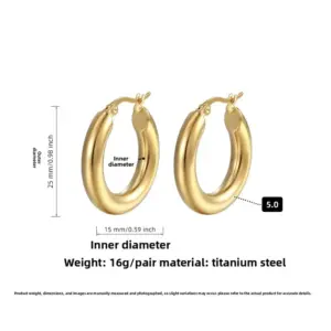 5.0 Ear Clip Style Gold 25MM