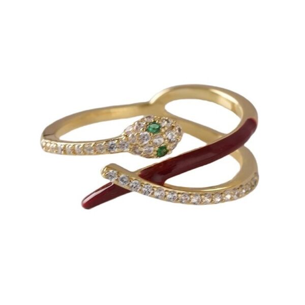 oly-e14fa9d22808e53dc5dcaa6c575e6b43 Wholesale Snake-shaped Staggered Diamond Ring Women's Vintage All-match Niche Open Ring