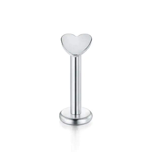Wholesale Fashion Geometric Heart Shape Stainless Steel Inlaid Zircon Zircon Lip Stud 1 Piece