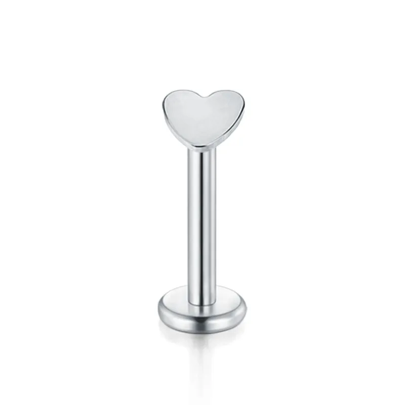 Wholesale Fashion Geometric Heart Shape Stainless Steel Inlaid Zircon Zircon Lip Stud 1 Piece
