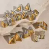 oly-e1537b2940b6286e8d4290c4880317dd Wholesale 304 Stainless Steel Geometric PVD Coated Real Gold Plated Elegant Simple Style Classic Style Waterproof Non Tarnish Mixed Color Plating Ear Studs