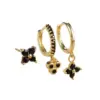 oly-e156635ab277f8eadd7e510ae5bed0df Wholesale Fashionable Simple Diamond Embedded Four Leaf Triangle Earrings Style Three Piece Set Women's Jewelry