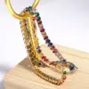 Wholesale 18K Gold Plated Copper High Color Retention Full Diamond Design Colorful Claw Setting Zircon Rectangular Mixed Color (Jewelry Metal Contrast) Fold