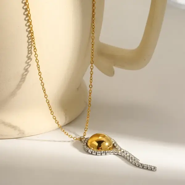 oly-e15fdac05dc18006b280d21f4cce57f6 Wholesale 18K Gold Plated 304 Stainless Steel Vacuum Electroplating (In Furnace) Zircon Geometric Mixed Color (Jewelry Metal Contrast Color) British Style Cable Chain/Cross Chain/O Chain Jewelry Set For Women Independence Day