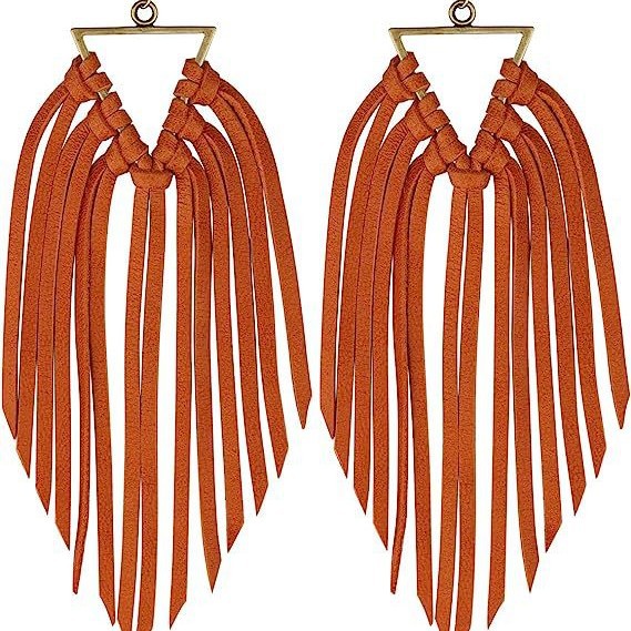 Wholesale Style Distinctive Tassel Western Style Earrings ins Ethnic Style Leather Large Long Earrings