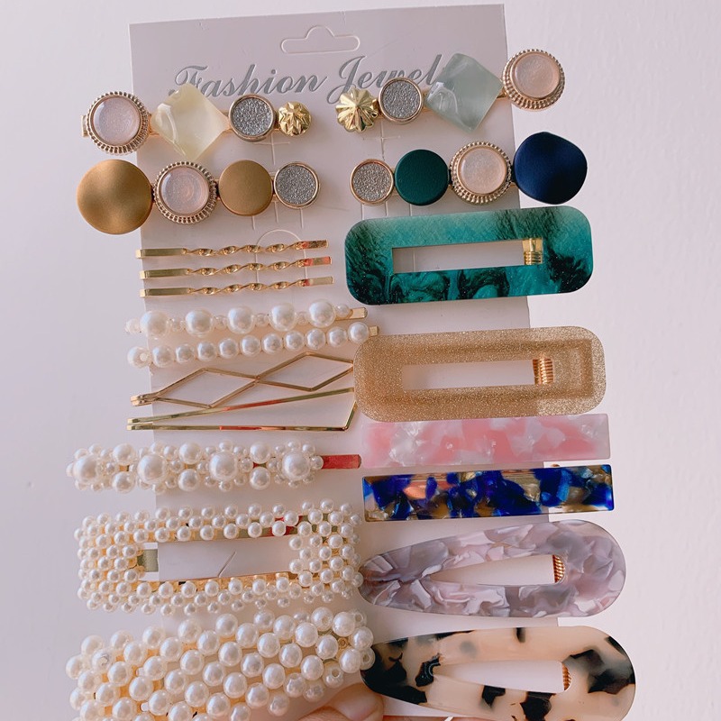 Wholesale ins Pearl Hairpin Set Europe and America Cross-border Amazon Acrylic Acetate Hairpin Combination Hair Accessories Manufacturers