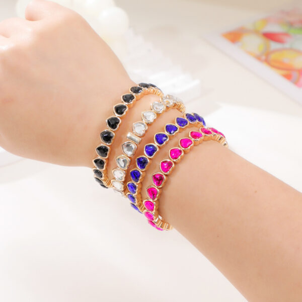 Wholesale Love Alloy Diamond Bracelet Colorful Heart-Shaped Bracelet Women's Elastic Bracelet