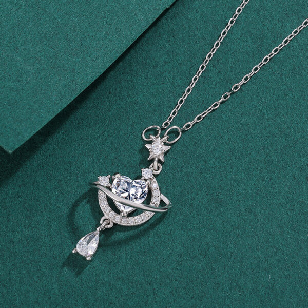 oly-e17007ecccd9df30cf6d3e085f74d9dd Wholesale Fantasy Heart Moon 999 Sterling Silver Necklace for Women Summer Popular Pendant Clavicle Valentine's Day Gift for Girlfriend你