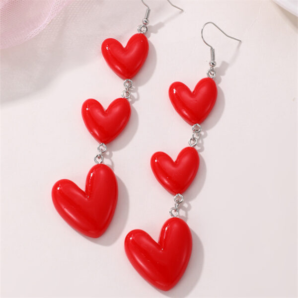 Wholesale EZ5091 women's long heart red festive Valentine's Day earrings fashion face slimming ear jewelry