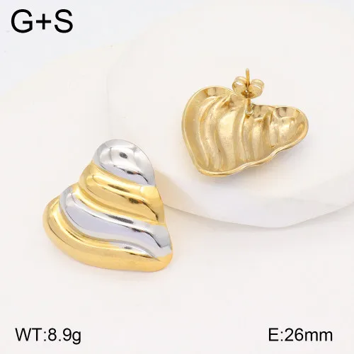 Wholesale Ion Plating (IP) 18K Gold Plated Square Heart Shape Butterfly 304 Stainless Steel Vacation Classic Style Waterproof Non Tarnish Ear Studs