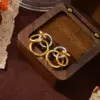 Wholesale 304 Stainless Steel Irregular Vacuum Electroplated (Furnace) Material Plated With 18k Gold, Color Retention, Three-Hoop Hoop Earrings, Item Gold