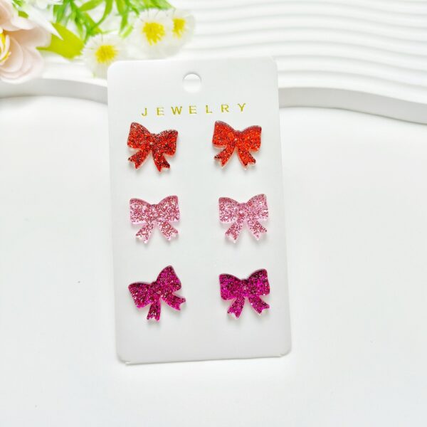 Wholesale Cross Mirror Valentine's Day Love Acrylic Sheet Printed Bow Simple Personality Letter Earrings suit