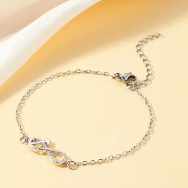 Wholesale 1pc Simple Fashion Bowknot Heart Anchor ECG Infinity Symbol Pendant Bracelet, Suitable For Daily Wear On Dates