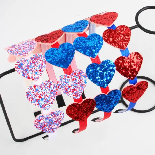 Wholesale Sequin Heart-Shaped Headband Plastic Star Headband Independence Day Party Women's Simple Four Seasons Universal