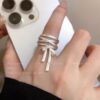 oly-e19cf24c878156bdaf13b4b09542bc22 Wholesale Ballet style bow ribbon open ring female niche design adjustable diet finger ring unique internet celebrity ring fashion