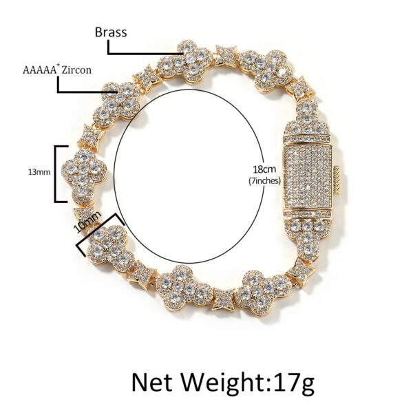 Wholesale Copper-set zircon cross flower bracelet with micro-painted zircon, elegant and sparkling jewelry.