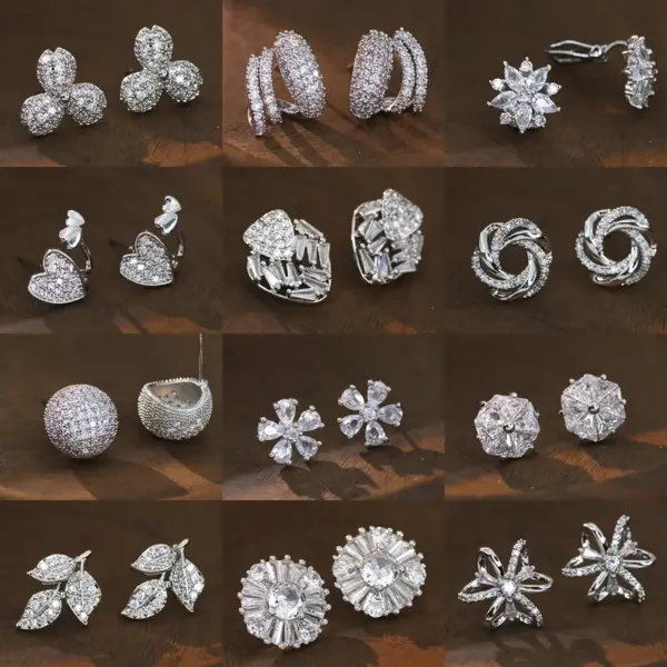 Wholesale Pearl Earrings With Zircon Round Flower Sensual Trendy Jewelry For Women Bohemian Style