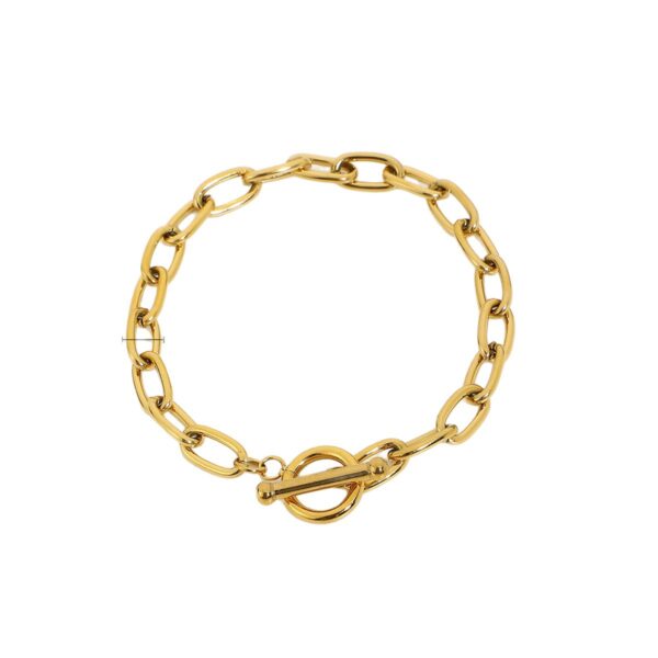 oly-e1c62668416caba4f2649850e582520c Wholesale fashion classic gold bracelet paper clip bracelet OT ferrule gold plated stainless steel oval chain bracelet for women