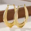 Wholesale Three-dimensional Geometric Earrings For Women In Copper With KC Golden Water Plating And 0.03µm Thickness