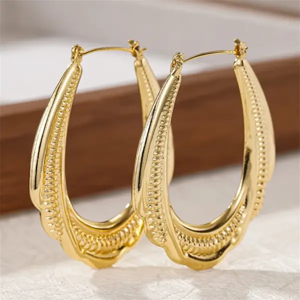 Wholesale Three-dimensional Geometric Earrings For Women In Copper With KC Golden Water Plating And 0.03µm Thickness