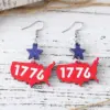 Wholesale Retro White Wood Drop Earrings For Women Featuring Map Print Design
