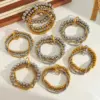 Wholesale Stainless Steel 18K Gold Plated Multi-Layer Beaded Elastic Rope Bracelet Casual Everyday Date Selfie Festival Geometric Pattern