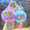 Wholesale  Cartoon Sunglasses Fabric Plush Good Luck Starlight Fur Ball Keychain Doll Pendant Couple Bag Hanging Ornaments Women