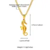 Wholesale PVD Coated Real Gold Plated Hippocampus 304 Stainless Steel Marine Style Beach Modern Style Waterproof Non Tarnish 304 Stainless Steel Pendant Necklace