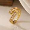 Wholesale Copper Zircon Simplicity Geometric Solid Color Open Rings