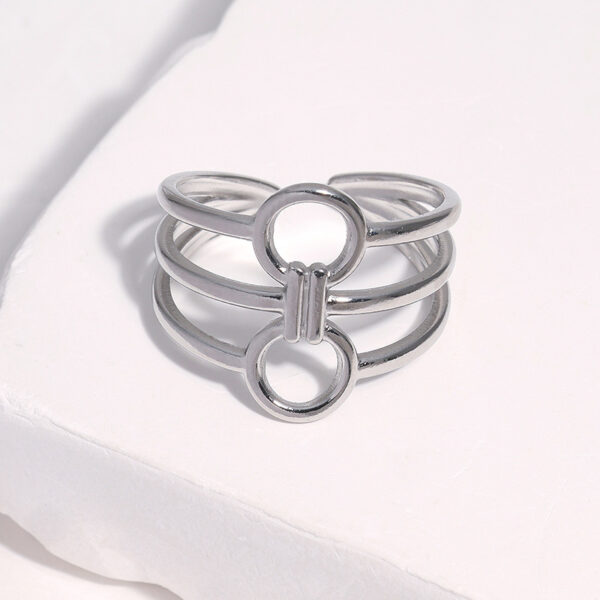 Wholesale Non-fading titanium steel ring, adjustable geometric pattern stainless steel ring