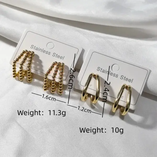 Wholesale Earrings Ear Studs Arc Gradient Earrings Round Beads C-shaped Imitation Gold Plated Earrings For Banquet Fashion Show