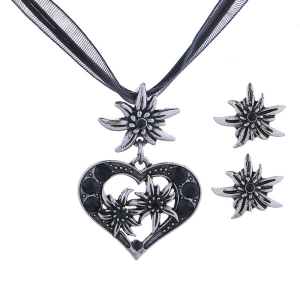 Wholesale Alloy Heart-Shaped Diamond Necklace, Edelweiss Alloy Set Pendant Jewelry