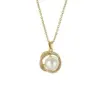 Wholesale Geometric Inlay Pendant Necklace For Women In Copper With 18K Real Gold Plated Water Plating And Artificial Rhinestones On Cable Chain