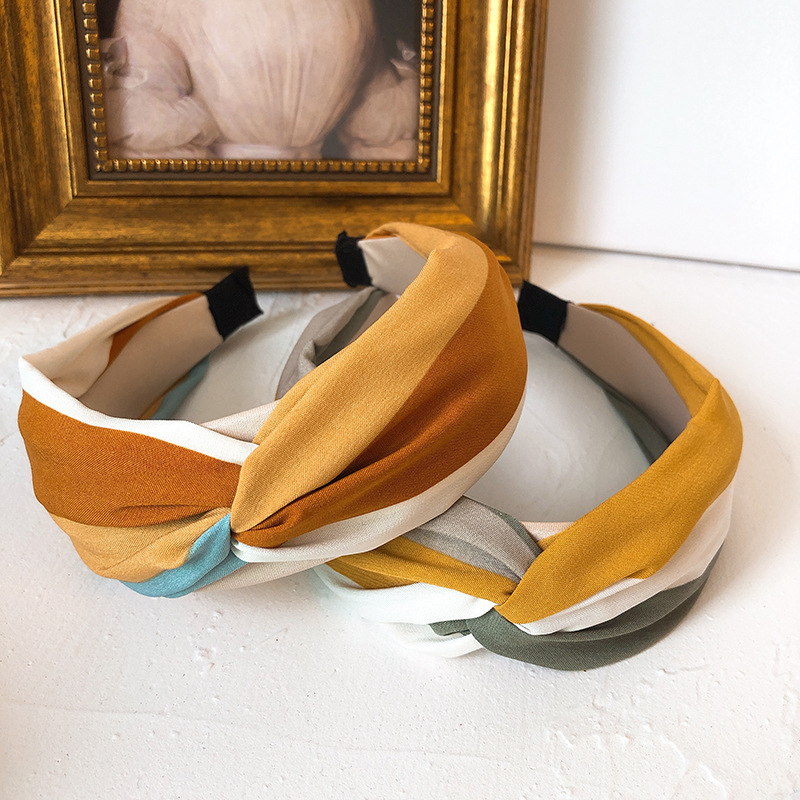 Wholesale South Korea Fashion Simple All-match Wide-brimmed Striped Cross Pressed Hair Hoop Women's Mori Style Out-of-the-way Headband Hair Accessorie