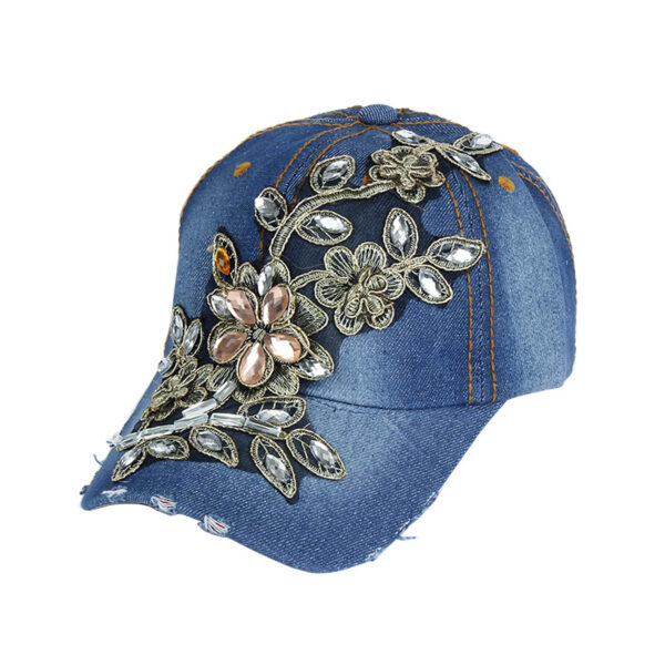Wholesale Women's Baseball Cap Trendy Rose Flower Sun Hat Sports Hip-Hop Hat Diamond Hat Cowboy Hat Wholesale Trendy Style