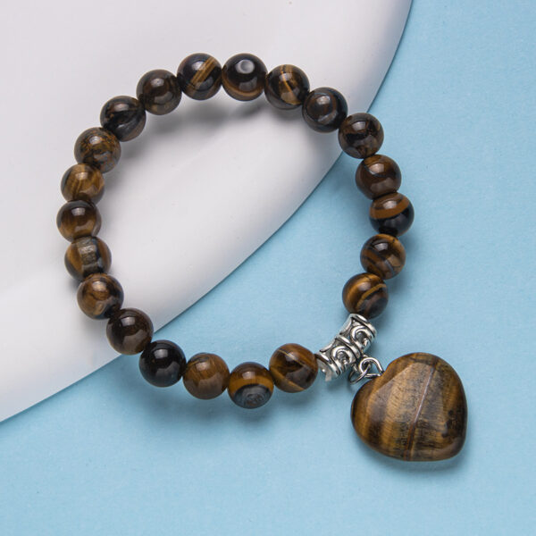 Wholesale Colorful Natural Stone Crystal Heart Stretch 8MM Bracelet Couple Jewelry Semi-Precious Stone Crystal Jewelry
