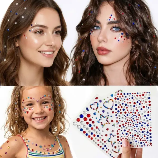 Wholesale Simple Style Acrylic Star Nail Patches For Independence Day, Nail Decals For Festive Nail Art