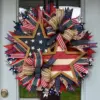 Wholesale American Independence Day Patriotic Wreath Door Hanging Wreath Front Door Decoration Flag Wreath Holiday Bunting
