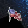 Wholesale Europe And The United States New American Flag Brooch Alloy Diamond Painting Oil Anti-light Pin Independence Day Flag Brooch Accessories