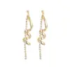 Wholesale Spiral Ear Line Earrings For Women With Copper And Zircon Inlay, Featuring 925 Sterling Silver Ear Pins In Gold