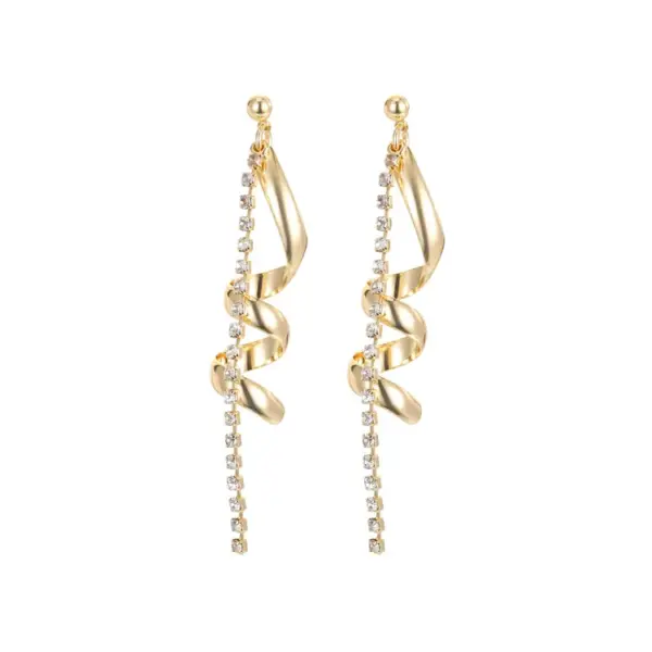 Wholesale Spiral Ear Line Earrings For Women With Copper And Zircon Inlay, Featuring 925 Sterling Silver Ear Pins In Gold